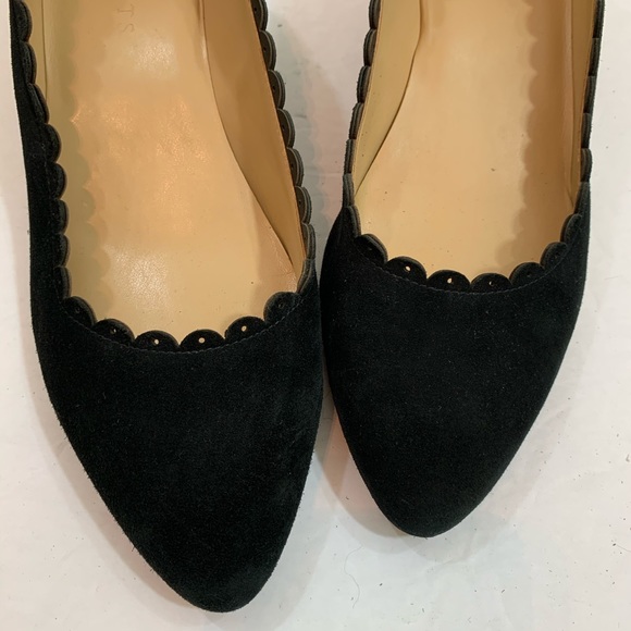 Talbots Black Suede Scalloped Wedges 9N - Picture 2 of 7